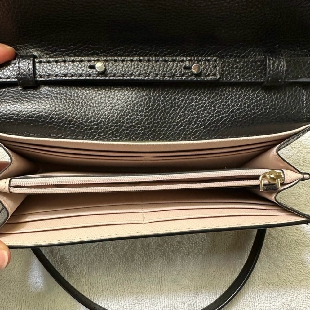 NEW! Kate Spade Eva Wallet On A Chain – Black Pebbled Leather - Picture 11 of 12